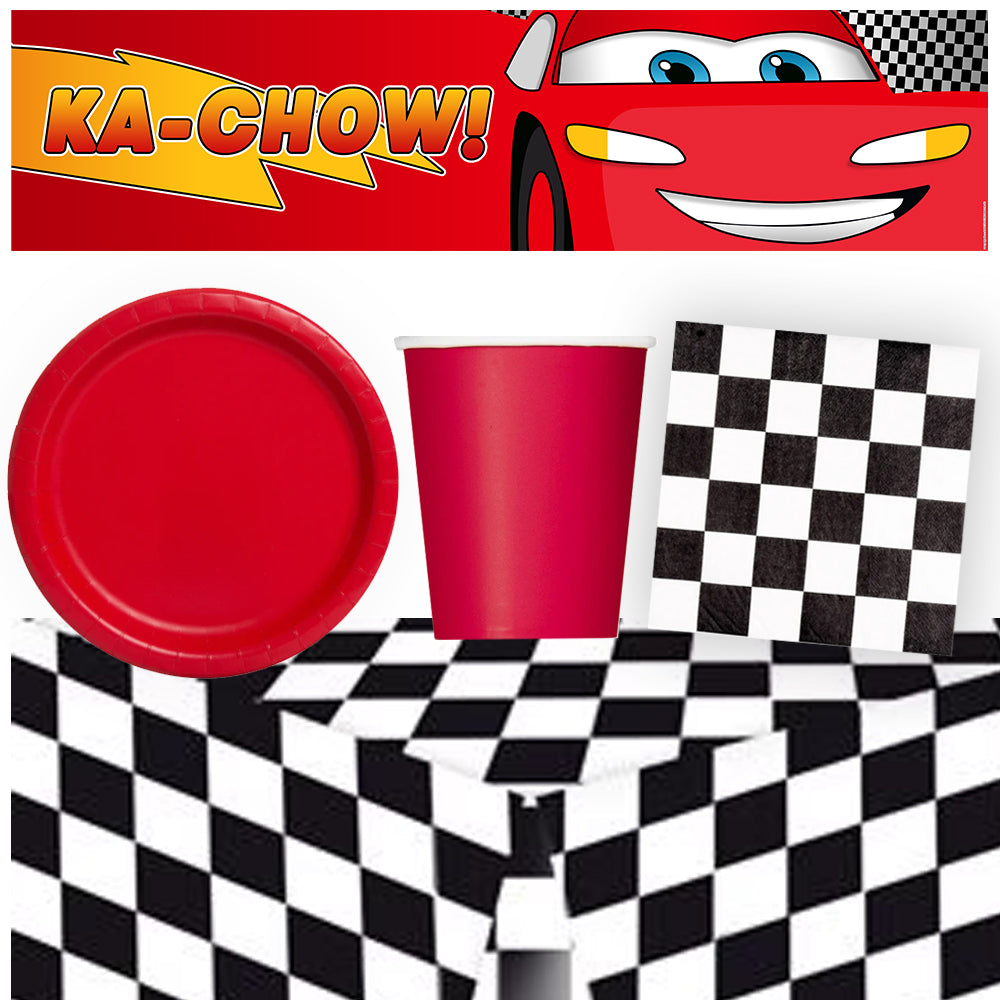Lightning Cars Tableware Pack for 8 with FREE Banner!