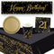 Gold Celebration 21st Birthday Tableware Party Pack - For 8 People with FREE Banner