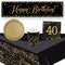 Gold Celebration 40th Birthday Tableware Party Pack - For 8 People with FREE Banner!