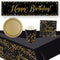 Gold Celebration Happy Birthday Tableware Party Pack - For 8 People with FREE Banner!