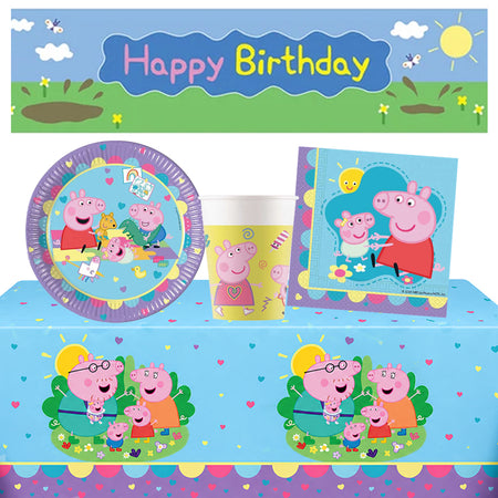 Peppa Pig Tableware Pack for 8 with FREE Banner!