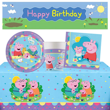 Peppa Pig Tableware Pack for 8 with FREE Banner