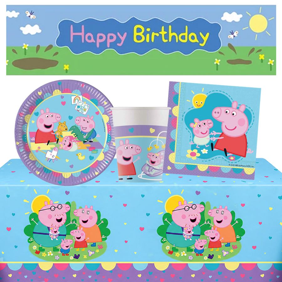 Peppa Pig Tableware Pack for 8 with Free Banner | Party Packs