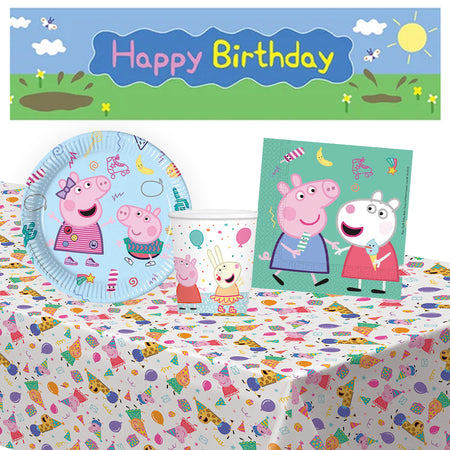 Peppa Pig Tableware Pack for 8 with FREE Banner!