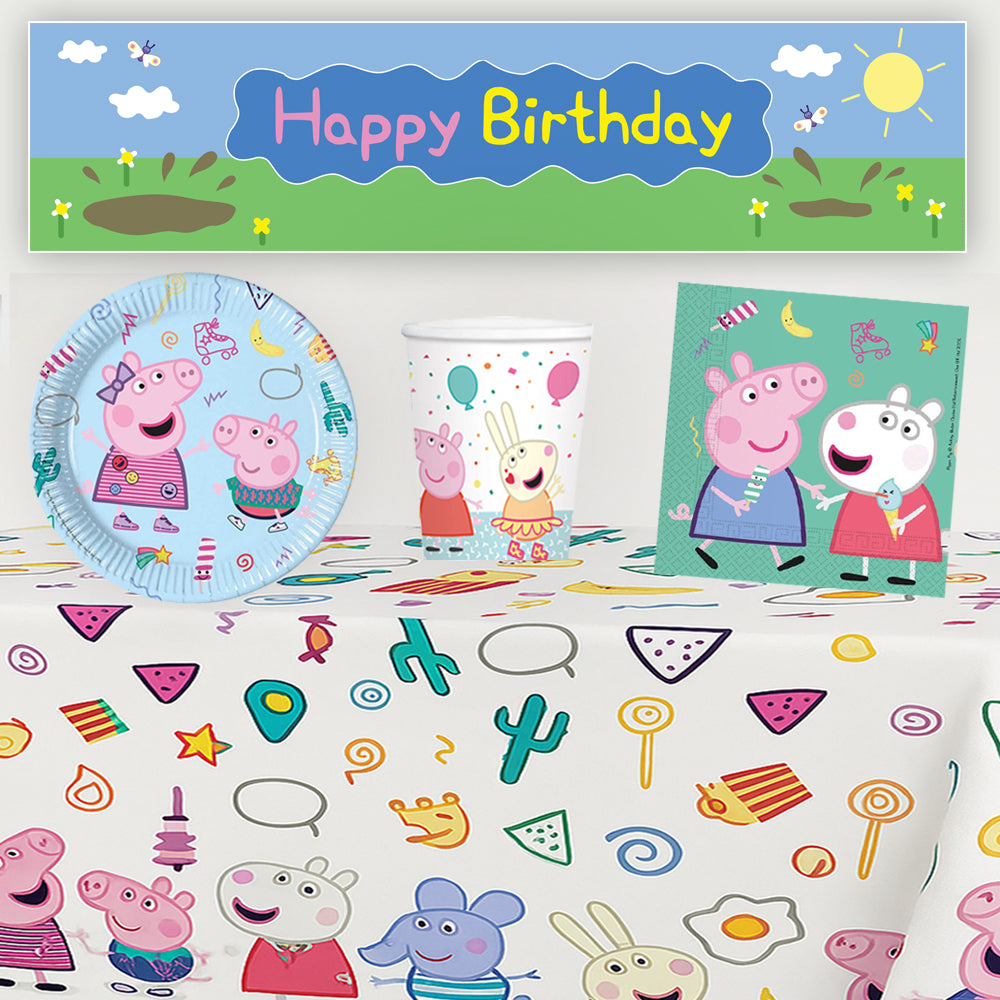 Peppa Pig Tableware Pack for 8 with FREE Banner!