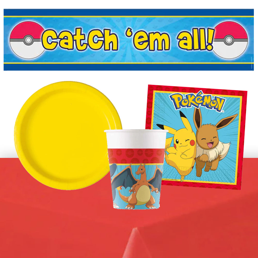 Pokemon Tableware Pack for 8 with FREE Banner | Pikachu Party Set ...