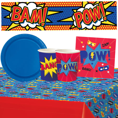Superhero Tableware Pack for 8 with FREE Banner!