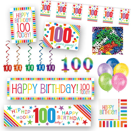 100th Rainbow Birthday Decoration Pack