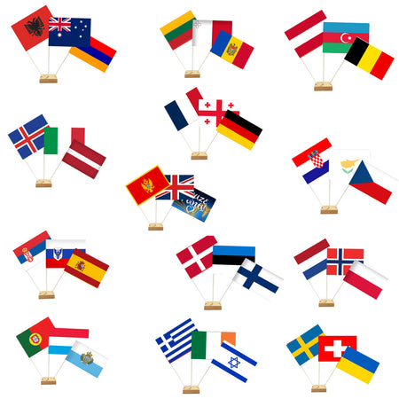 Eurovision Countries Paper Table Flag Pack with Holders - 37 Countries