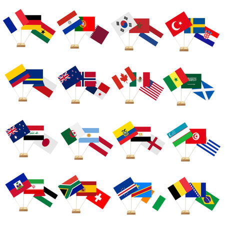 Football World Cup Countries 2026 Paper Table Flag Pack - 48 Flags with Holders