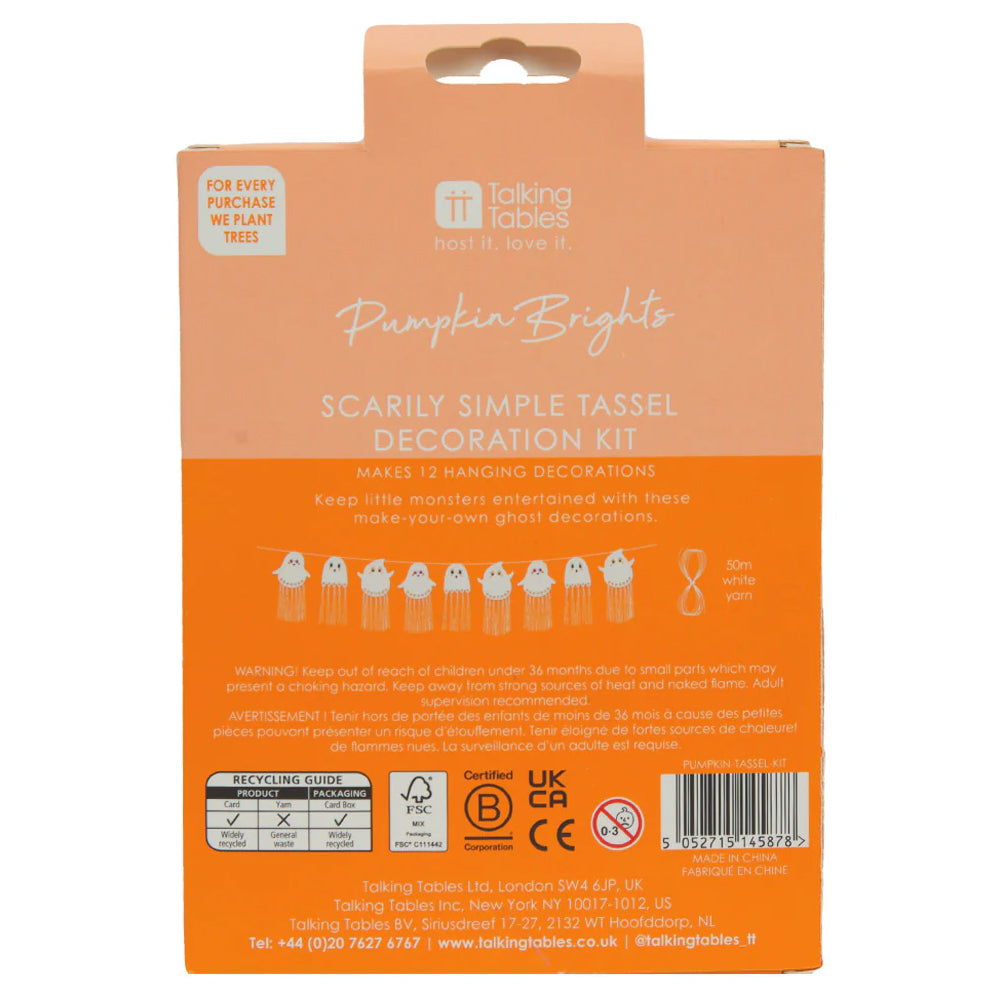 Halloween Paper Ghost Tassel Craft Kit - Pack of 12