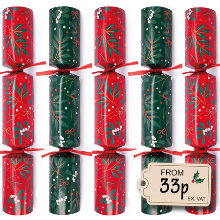 100 x Christmas Crackers Eco-Friendly Festive Berries - Bulk Pack