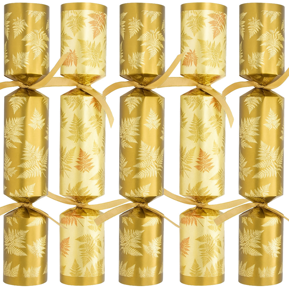Gold Botanical Christmas Crackers 11- Plastic Free - Box of 100 Gold Leaf Design