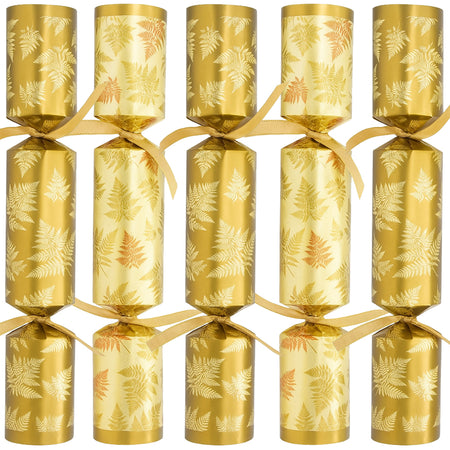 Gold Botanical Christmas Crackers 11- Plastic Free - Box of 100 Gold Leaf Design