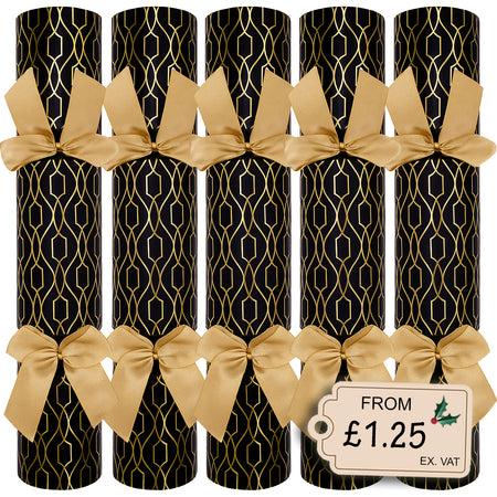 108 x Christmas Crackers Black & Gold Luxury Eco-Friendly - 13