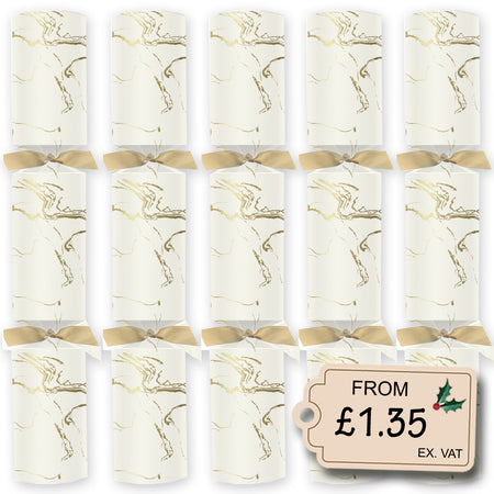 Christmas Cream Marble Table Crackers - 12