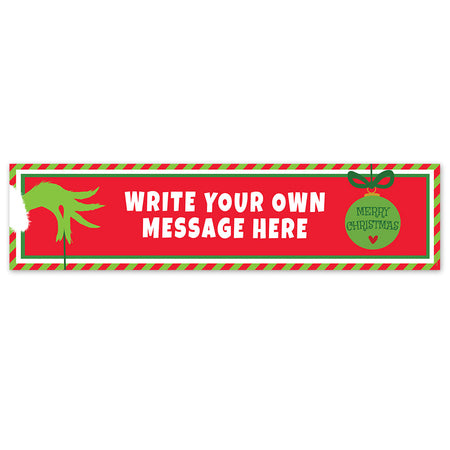 Personalised Mean Green Christmas Banner - 120cm x 30cm