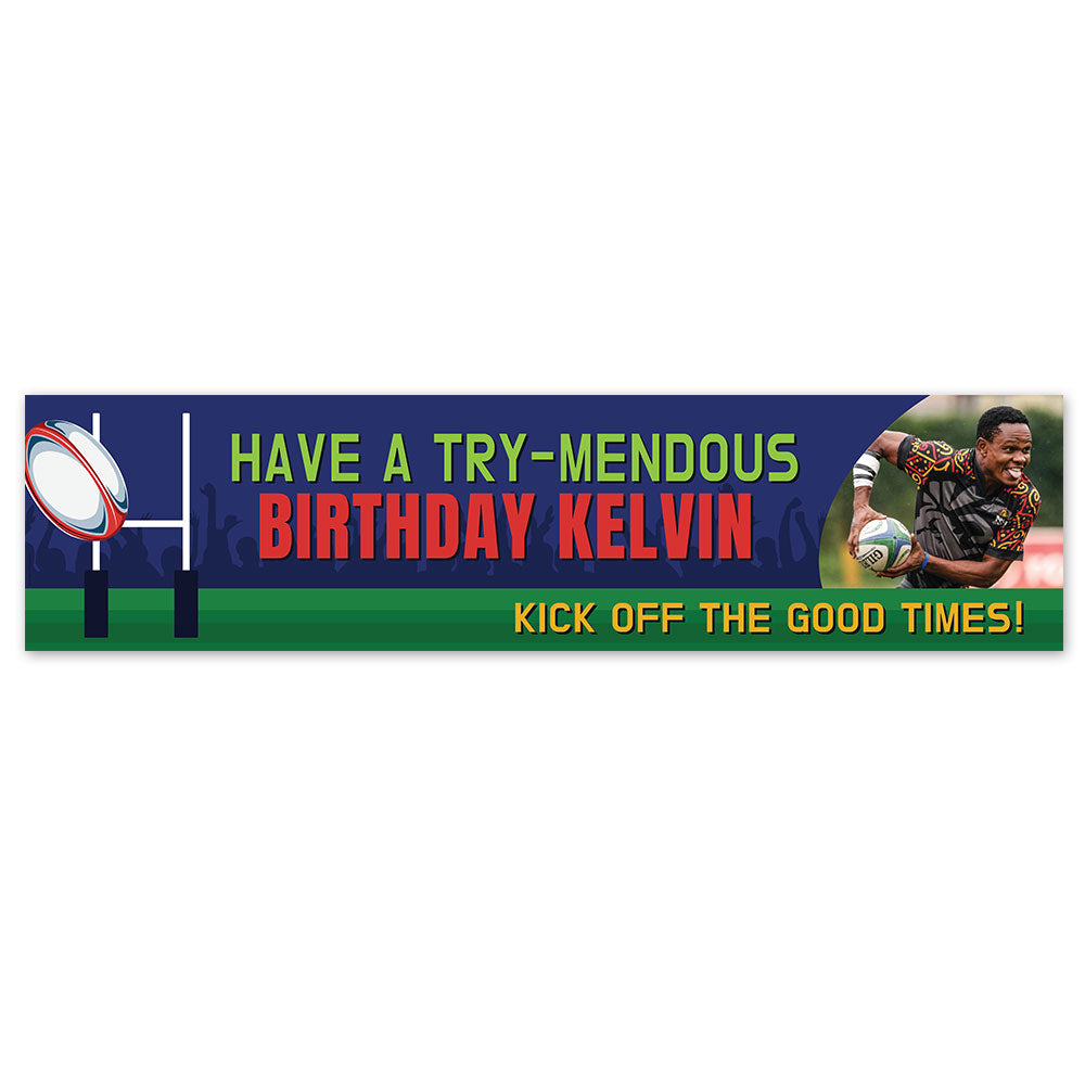 Personalised Photo Rugby Banner 120cm x 30cm | Custom Rugby Party ...