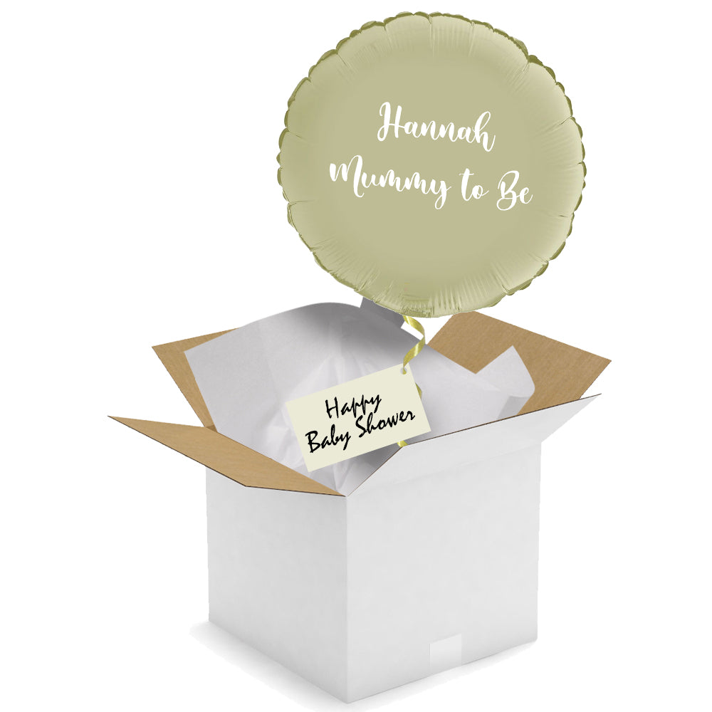 Personalised Inflated Sage Green Round 18" Foil Balloon In A Box