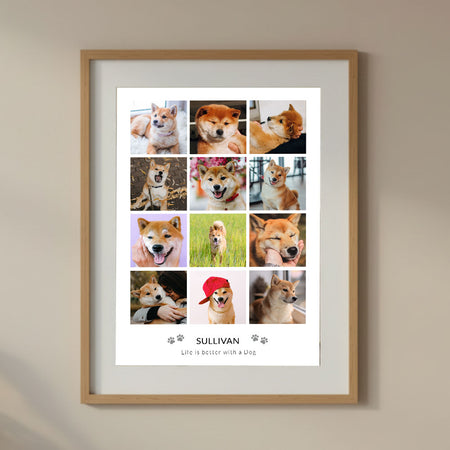 Personalised 12 Photo Pet Print Poster - A3