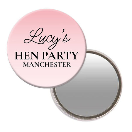 Pink Hen Party Personalised Pocket Mirror - 58mm - Each