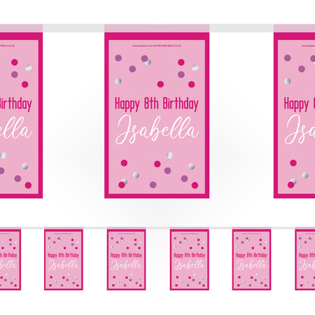 Pink Birthday Glitz Personalised Bunting - 3m