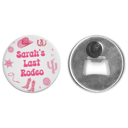 Personalised Bottle Opener Magnet - Pink Cowgirl - 58mm