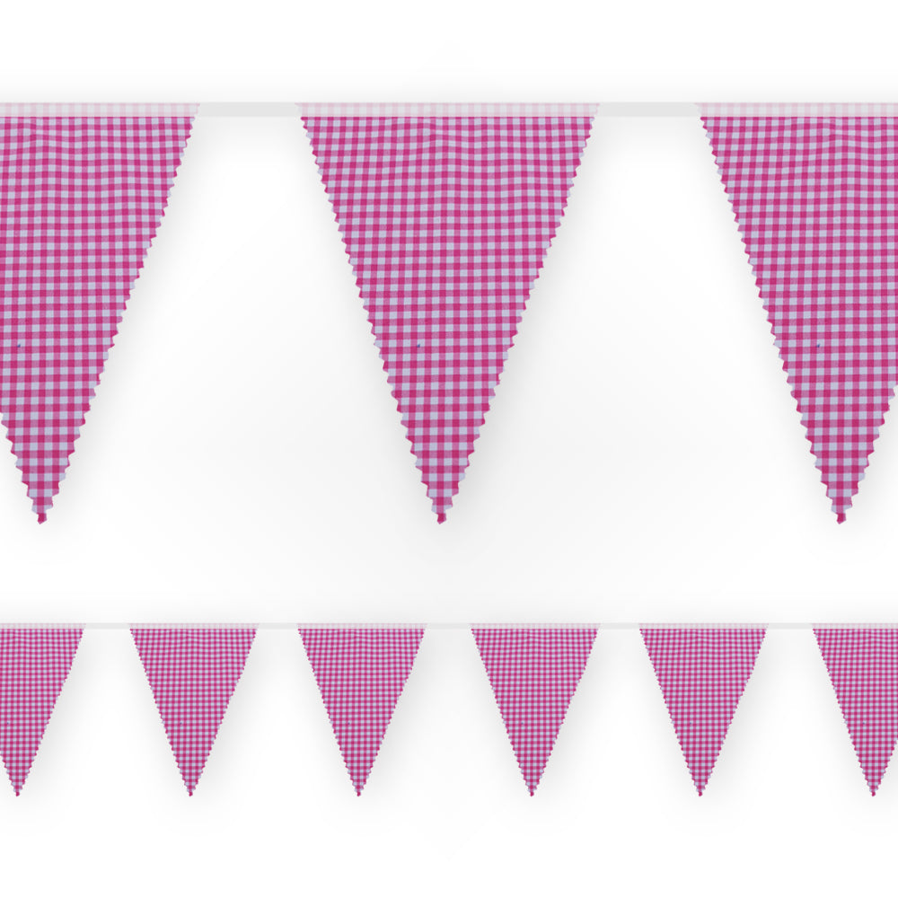 Hot Pink Gingham Fabric Bunting - 8mHot Pink Gingham Fabric Bunting - 8m