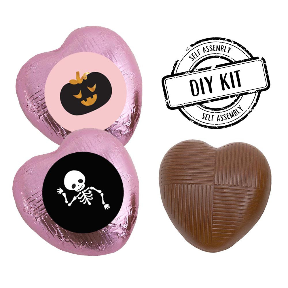 Pink Halloween Heart Chocolates Kit - Pink - Pack of 24