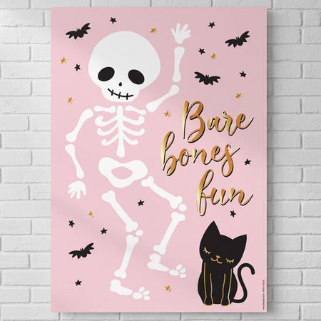 Pink Halloween Skeleton Poster - A3