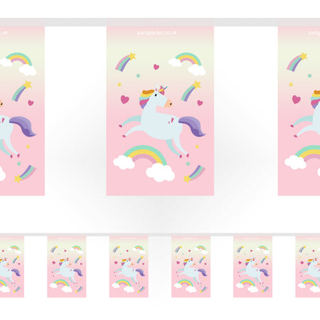 Pink Unicorn Rainbow Paper Flag Bunting Decoration - 2.4m