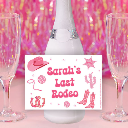 Pink Cowgirl Personalised Wine Labels - Sheet of 4