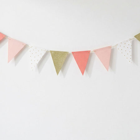 Pink Stars and Gold Glitter Bunting - 1.3m