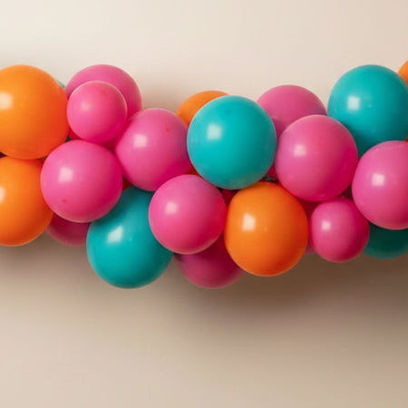 Pink, Turquoise and Orange Balloon Arch Kit - 2.5m