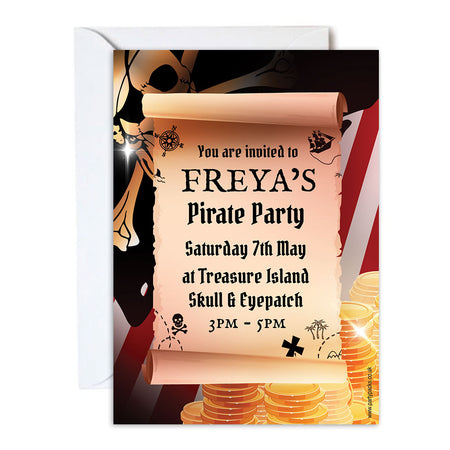 Pirate Personalised Invitations - Pack of 16