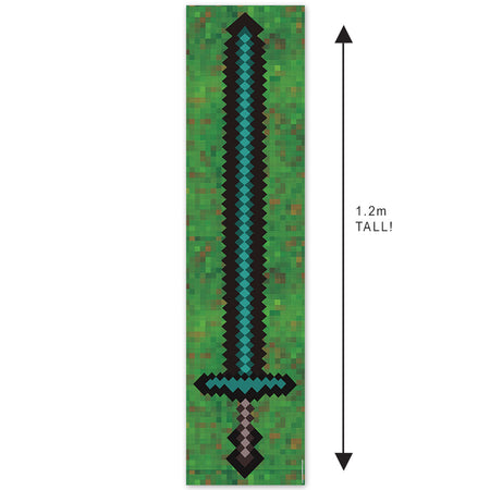 Pixel Blocks Sword Portrait Banner - 30cm x 120cm