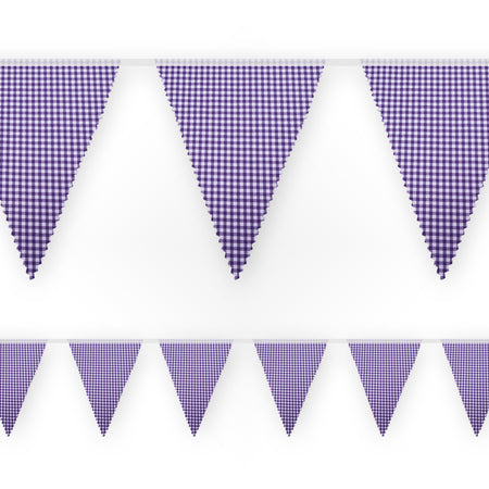 Purple Gingham Fabric Bunting - 8m