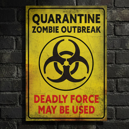 Quarantine Zombie Outbreak Sign Halloween Poster Decoration - A3