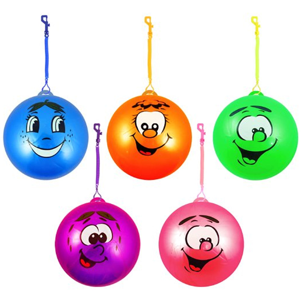Smiley Face Ball With Hook And Spiral Keychain - Each