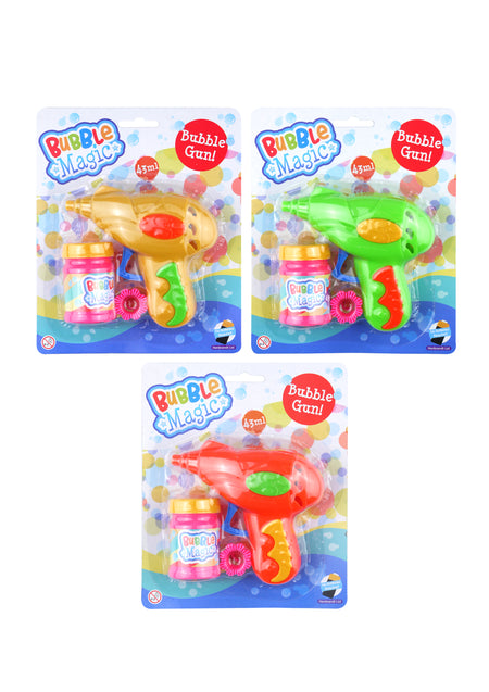 Bubble Gun With Tub of Bubbles - Assorted Colours - Each