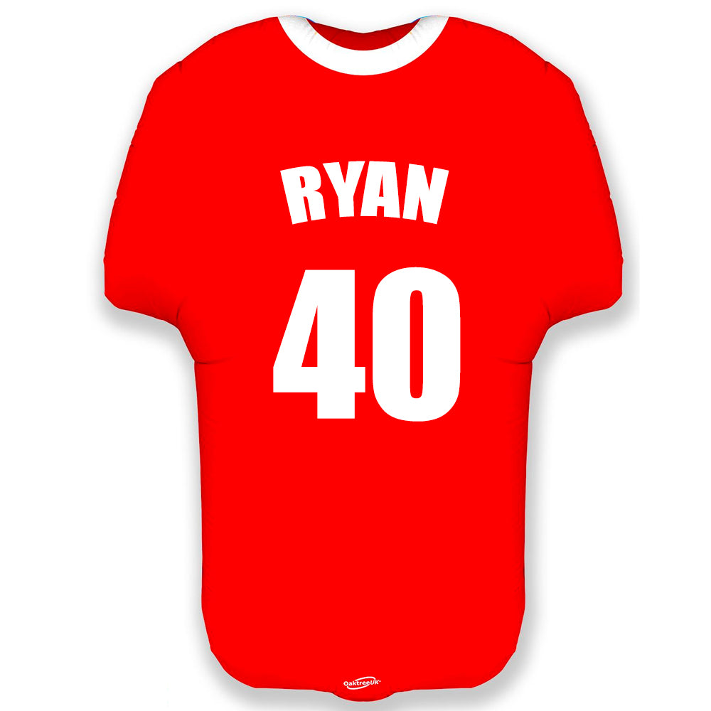 Personalised Inflated Red Sports Shirt Foil Balloon in a Box - 24"