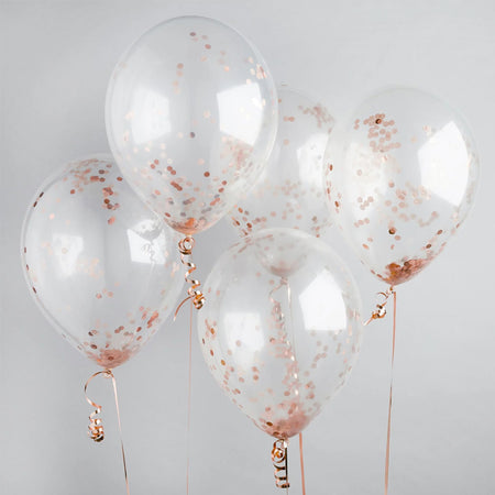 Rose Gold Confetti Balloons - 12