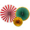 Christmas Paper Rosette Fan Decorations - 26-43cm - Pack of 3