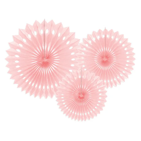 Light Pink Hanging Paper Fan Decorations - Pack of 3