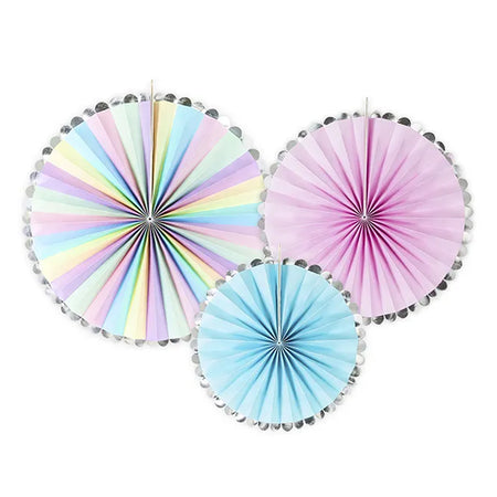 Unicorn Pastel Tissue Fan Decorations - Pack of 3