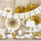 Gold & White Paper Fan Decorations - Pack of 4