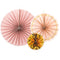 Dusty Rose And Gold Fan Decorations - Pack of 3