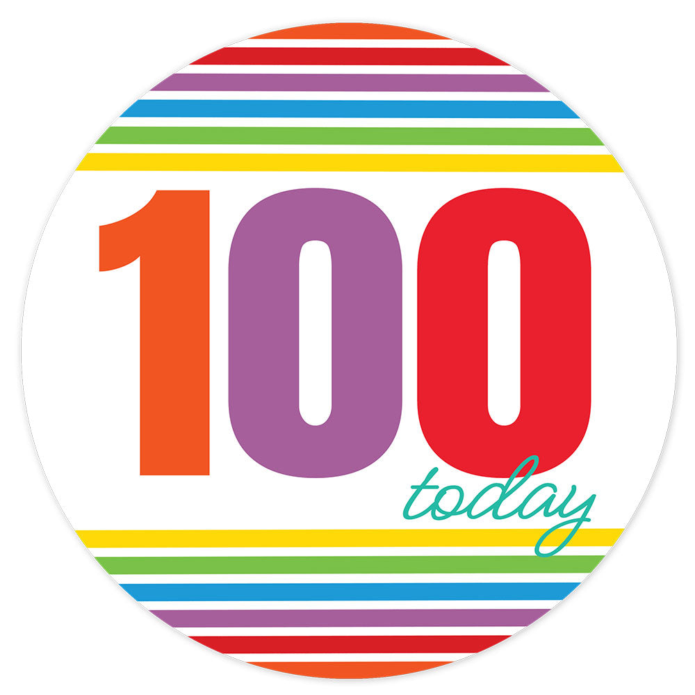 Rainbow 100th Birthday Badge 58mm - Each