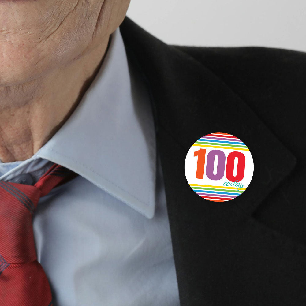 Rainbow 100th Birthday Badge 58mm - Each