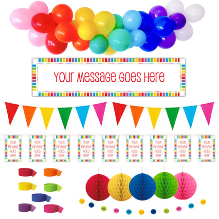 Rainbow Celebration Personalised Decoration Pack